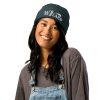 wizard beanie, worn by woman - petrol blue