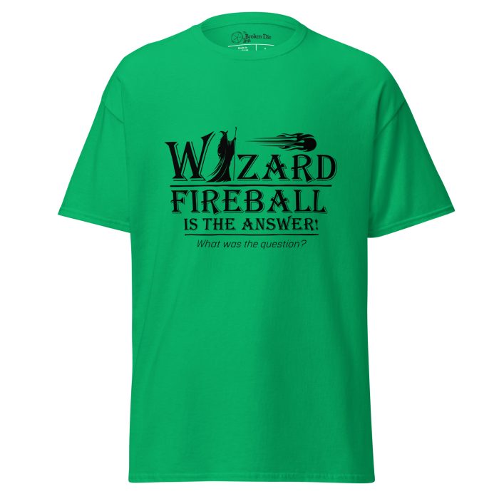 unisex-classic-tee-irish-green-front-6966b285a2f69.jpg wizard t-shirt, front - irish green