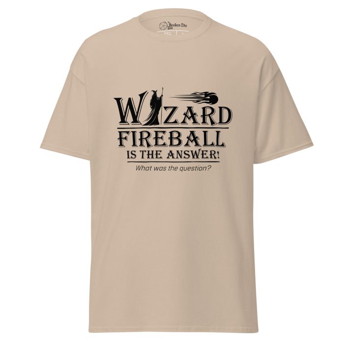 wizard t-shirt, front - sand