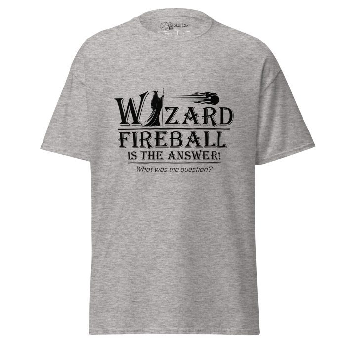 unisex-classic-tee-sport-grey-front-6966b2875b79c.jpg wizard t-shirt, front - sport grey