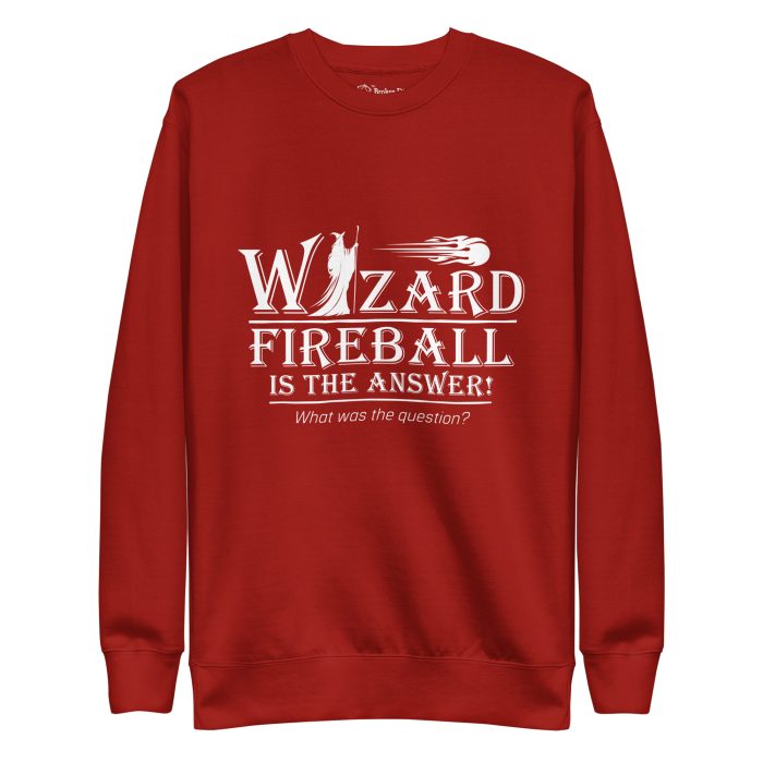 wizard sweatshirt, flat lay - cardinal