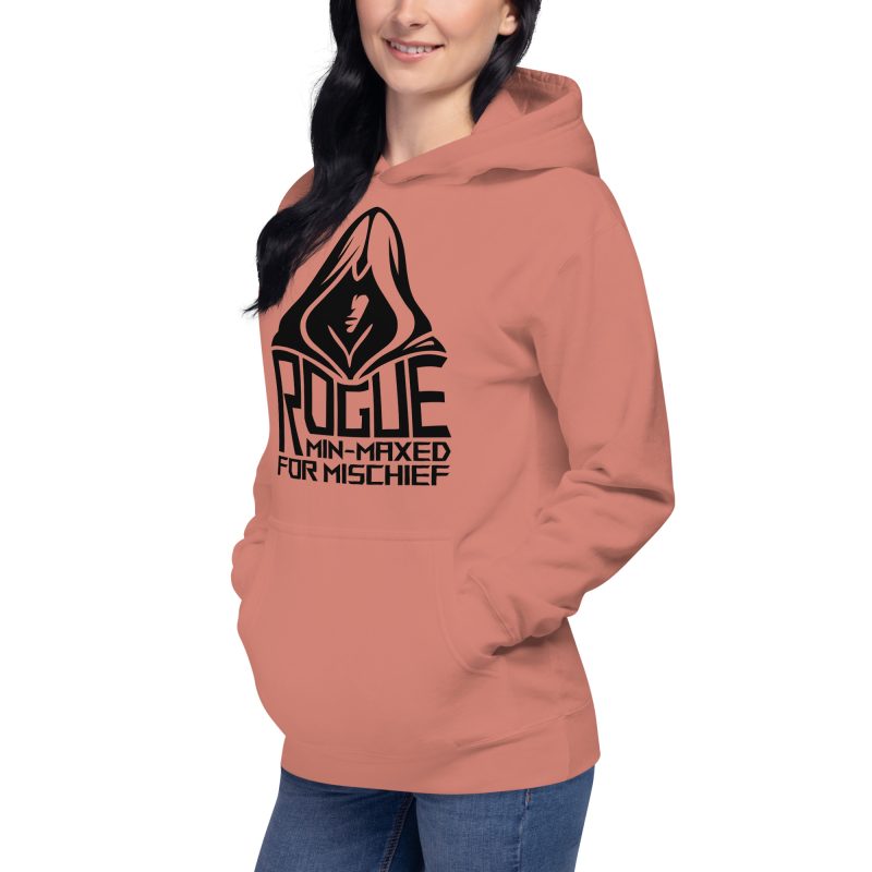rogue hoodie, left front - dusty rose