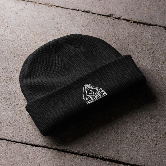 fisherman-beanie-black-front-697931136b9f4 rogue beanie, flat lay - black