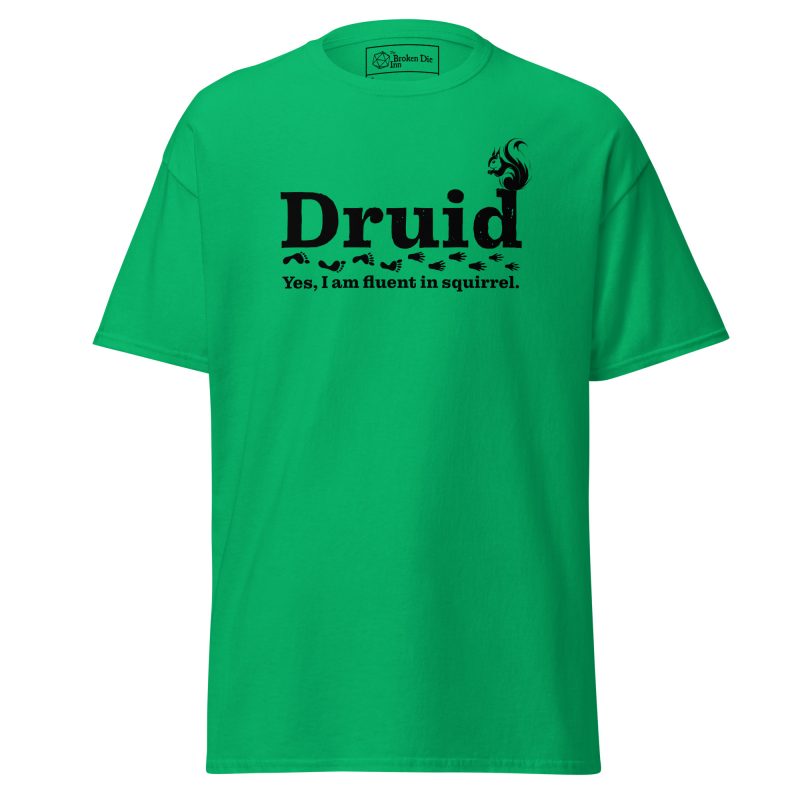 druid t-shirt, front - irish green