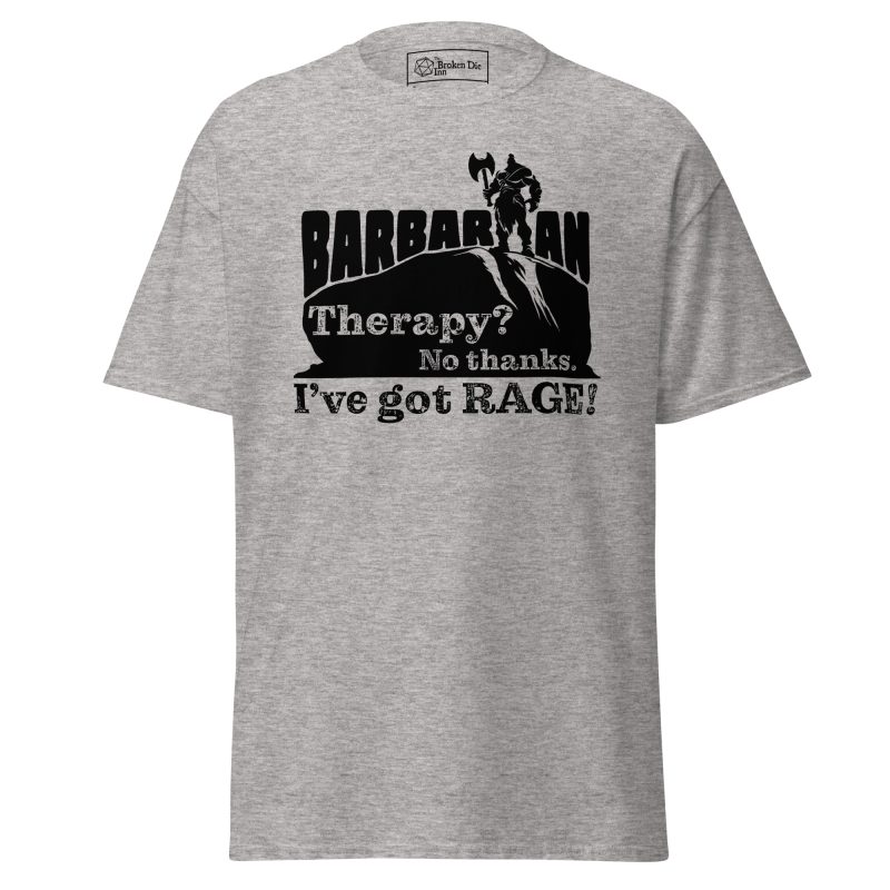 barbarian rage t-shirt, front - sport grey