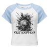 crit happens women's micro rib raglan baby tee, front - white baby blue
